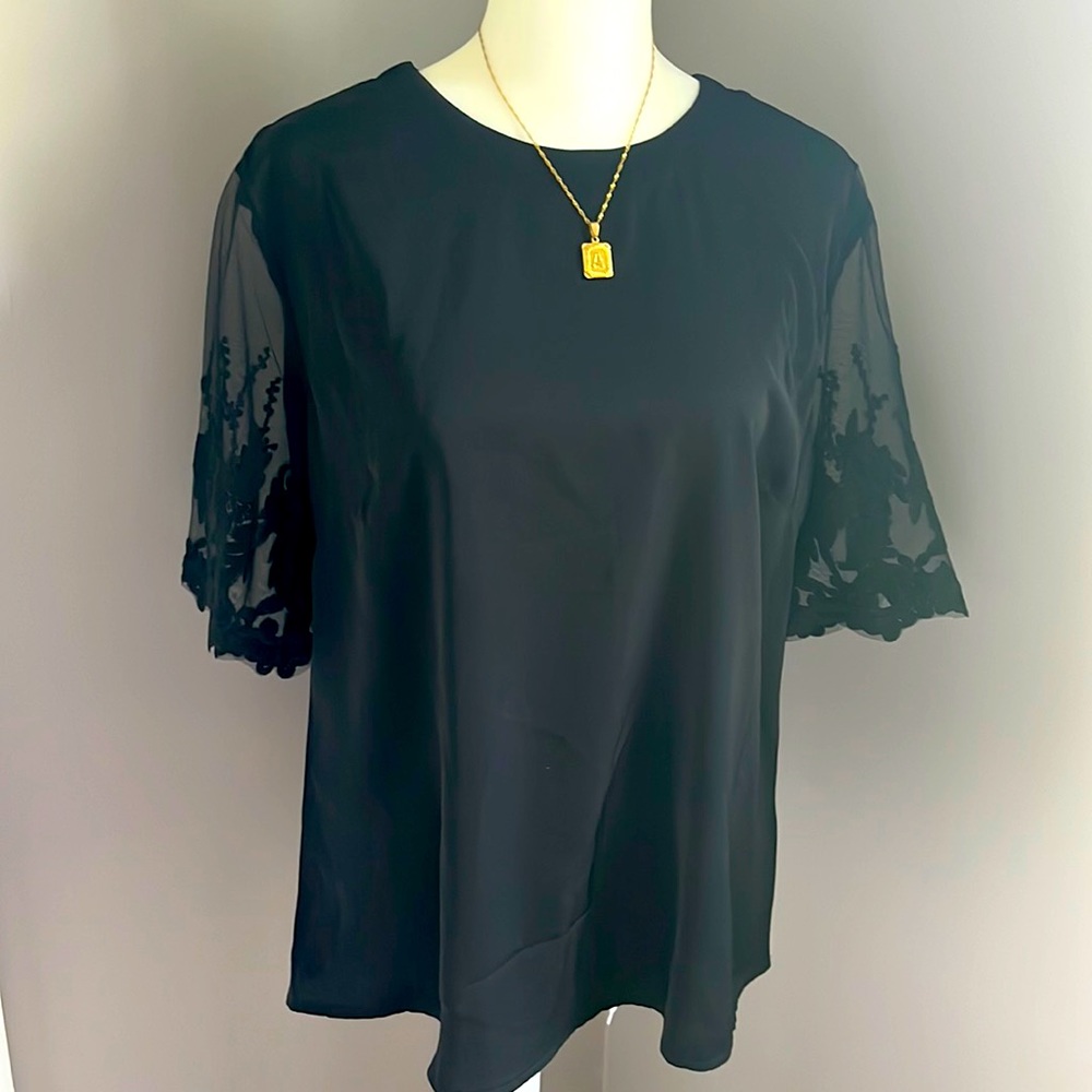 Black Blouse with Lace Details